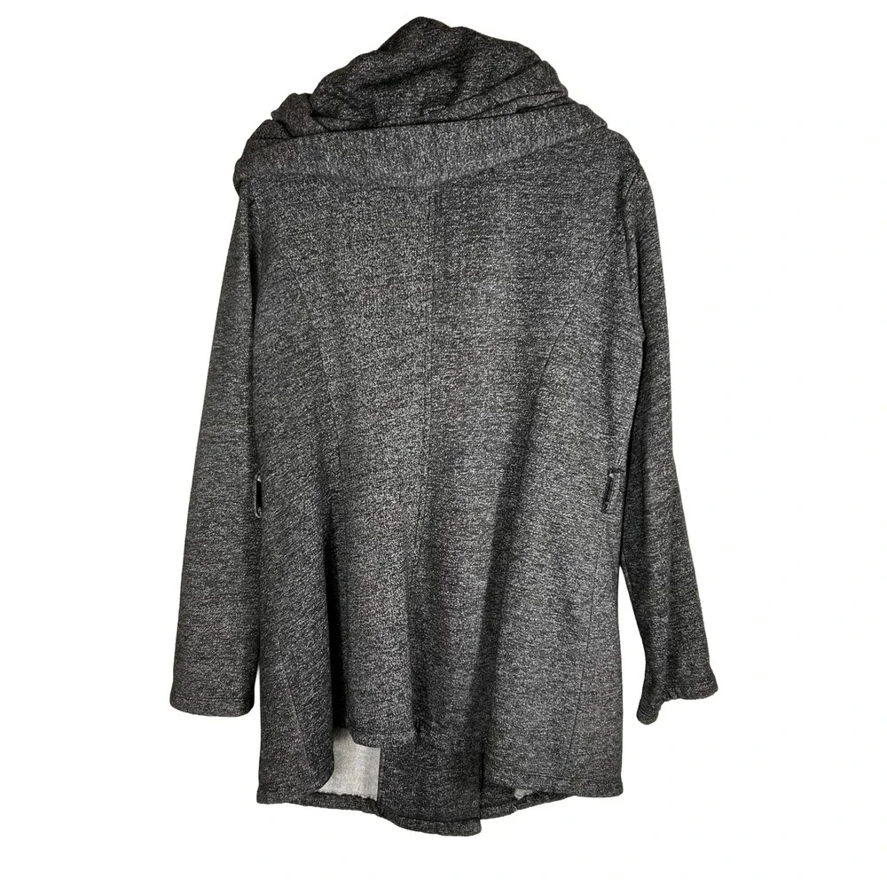 Merona Womens XL Charcoal Gray Heathered Shawl Collar Hooded Wrap Jacket‎ Coat